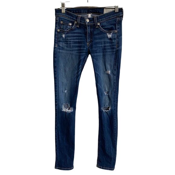 Rag & Bone Jean Women's "Capri" Jeans in "DK Shredded" Wash distressed 25 - Picture 2 of 16